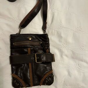 Womens Brown Leather Crossbody Bag